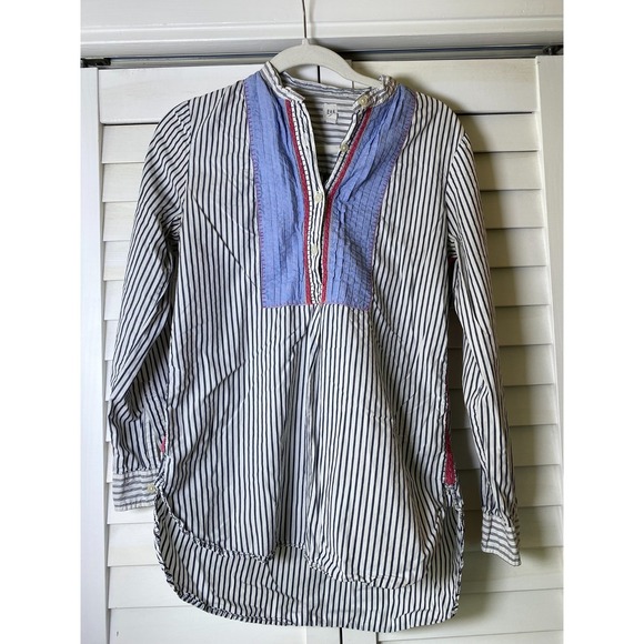 GAP Tops - Gap Womens Blue Cotton Pintuck Tuxedo Shirt , Embroidered, BOH, Office | Small